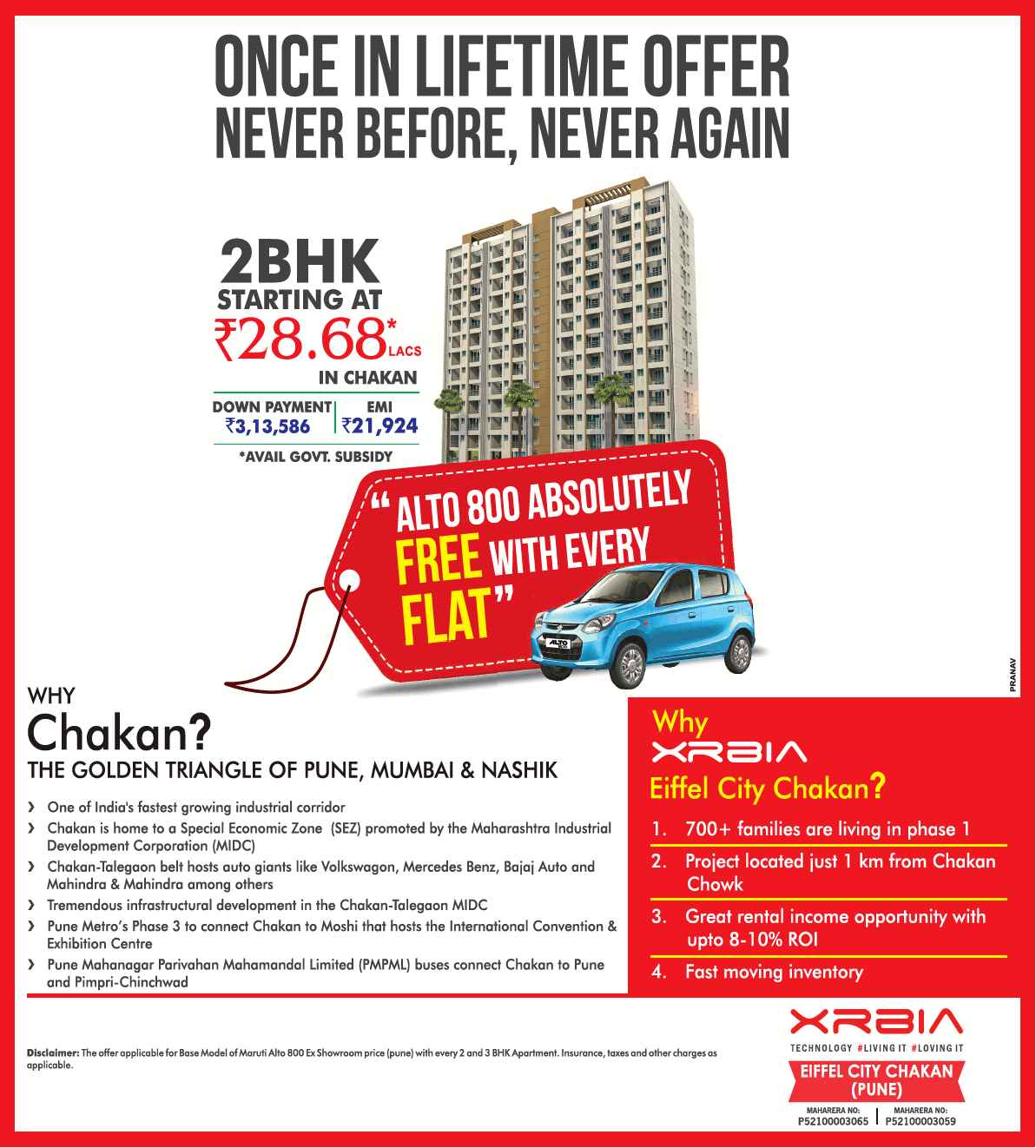 Reside in a home to a Special Economic Zone at Xrbia Chakan in Pune